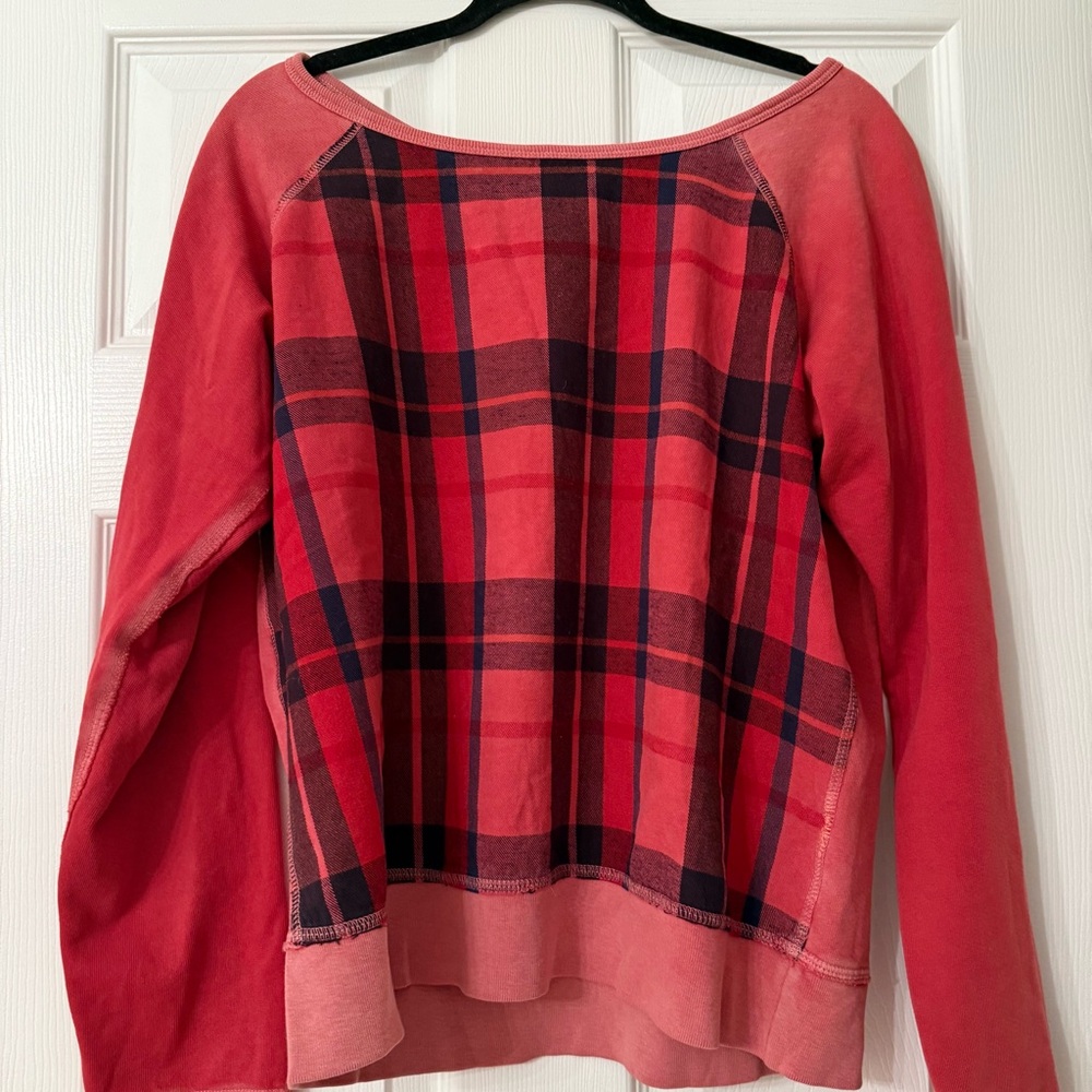 TEXTILE Red Check Plaid Pattern Sweatshirt